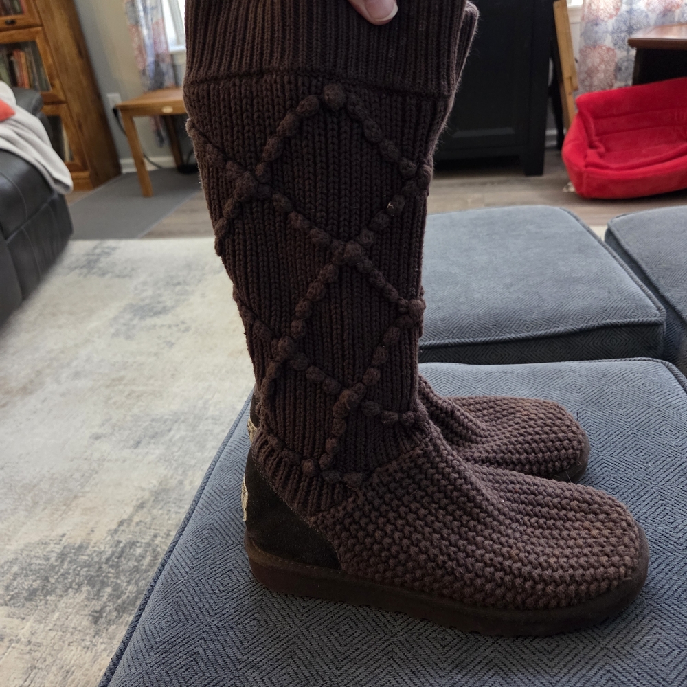 UGG Brown Knit Women's Slippers